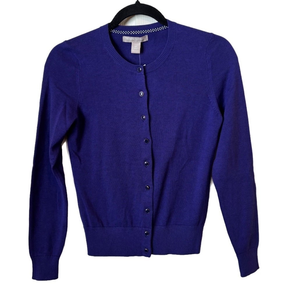 Banana Republic Purple Plum Cardigan Cotton Blend X-Small Petite NWT